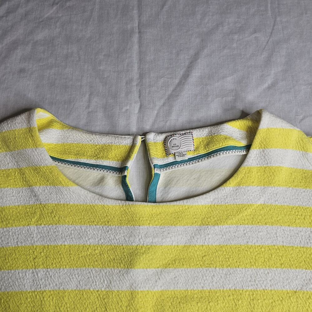 Anthropologie Postmark Edie Yellow Striped Flutter Sleeve Top Women Sz M Preppy - Picture 6 of 9